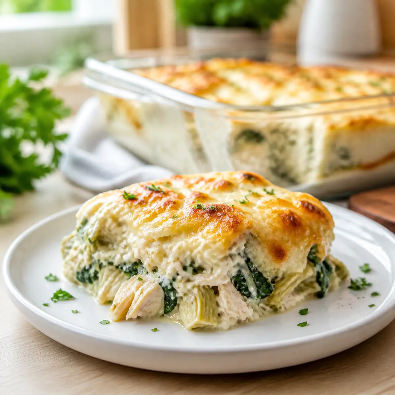 chicken and spinach casserole - final presentation