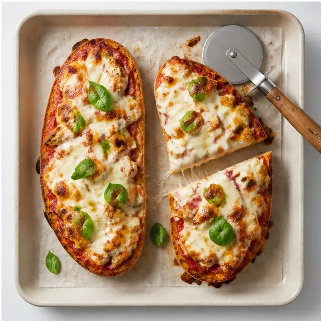 Step 4: Scattering fresh basil and slicing the finished pizza