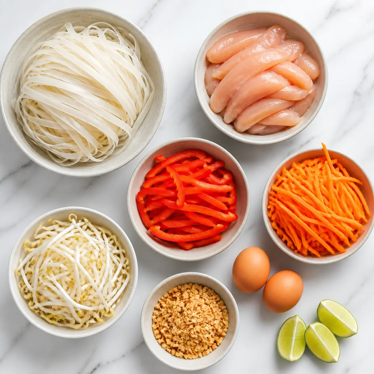 chicken pad thai - main ingredients