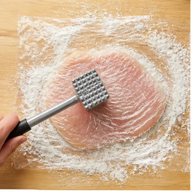 Step 1: Pound the chicken fillets to an even 1-inch thickness