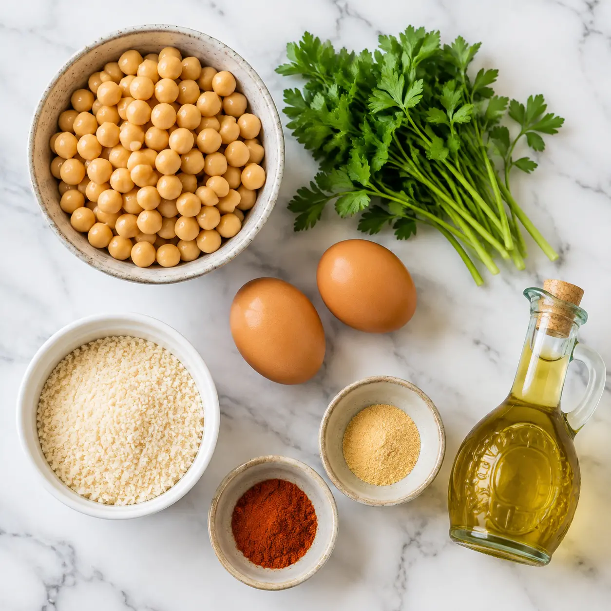 chickpea meatballs - main ingredients