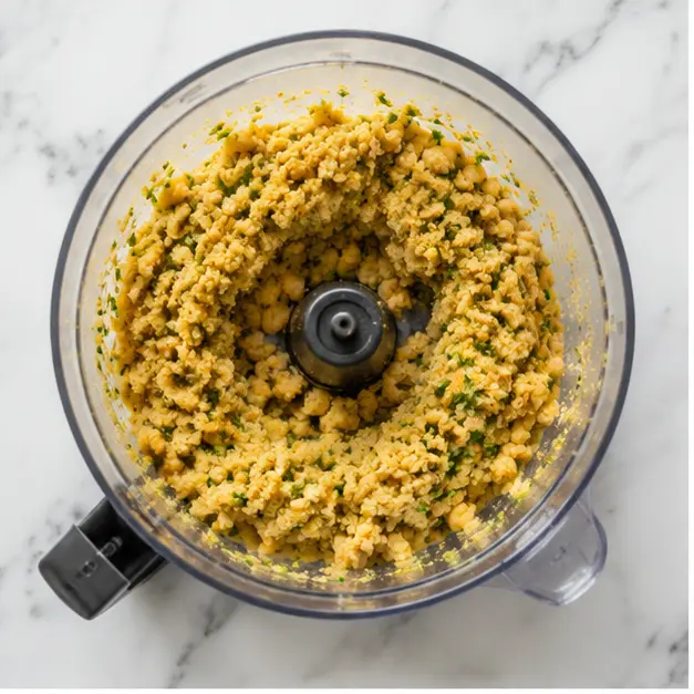 Step 1: Process chickpeas with herbs and spices