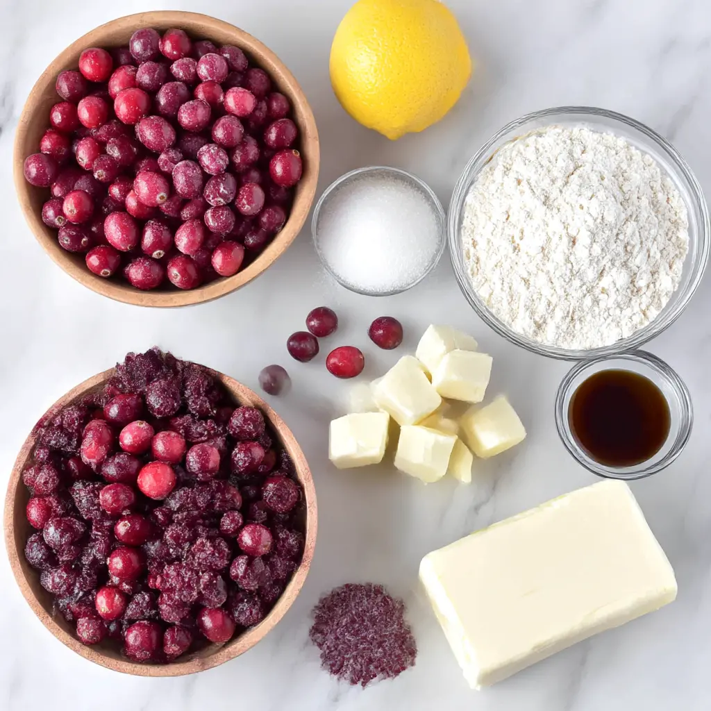 cranberry cheesecake pie - main ingredients