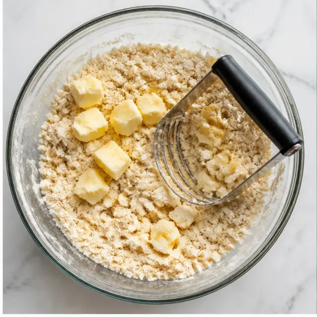 Step 2: Working cold butter into the crumb dough