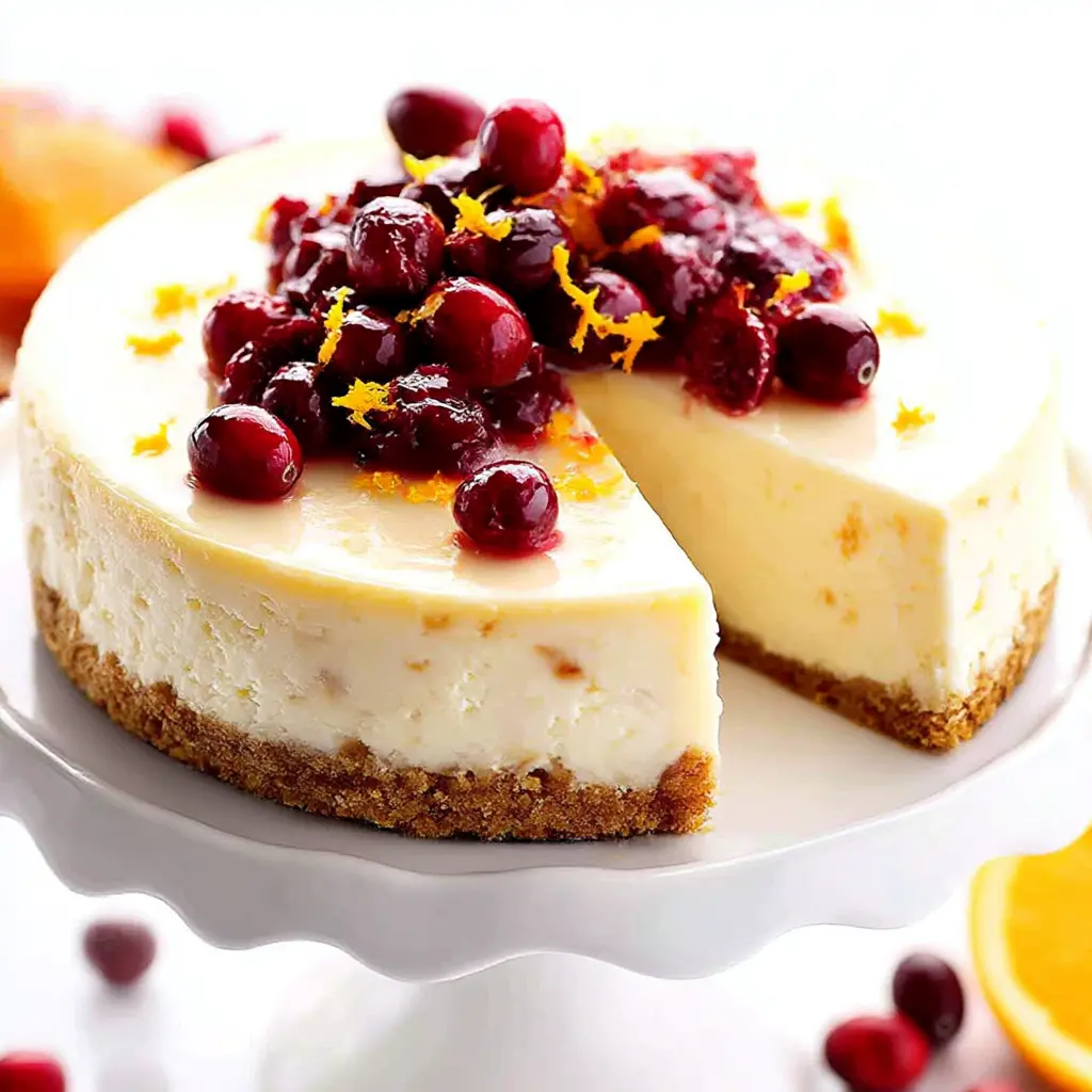 cranberry orange cheesecake - final presentation