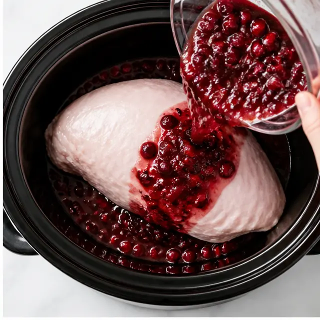 Step 2: Coating the turkey breast in the slow cooker
