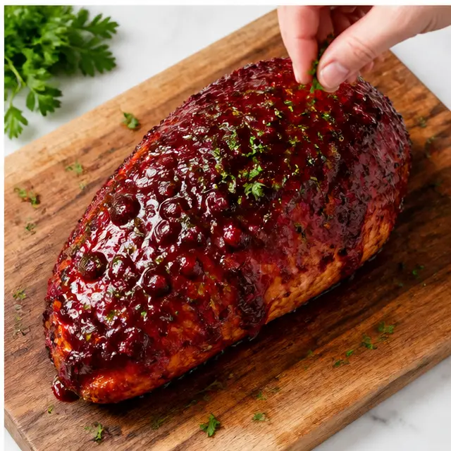 Step 4: Resting the glazed turkey breast before slicing