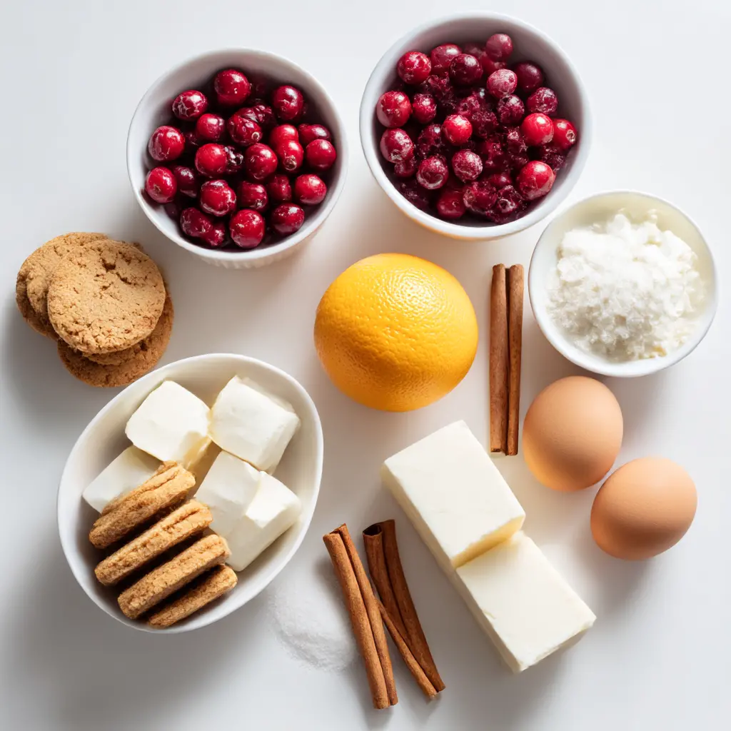 cranberry swirl cheesecake - main ingredients