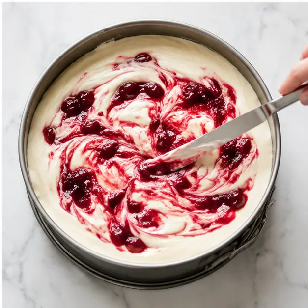 Step 4: Swirling the cranberry sauce with a knife