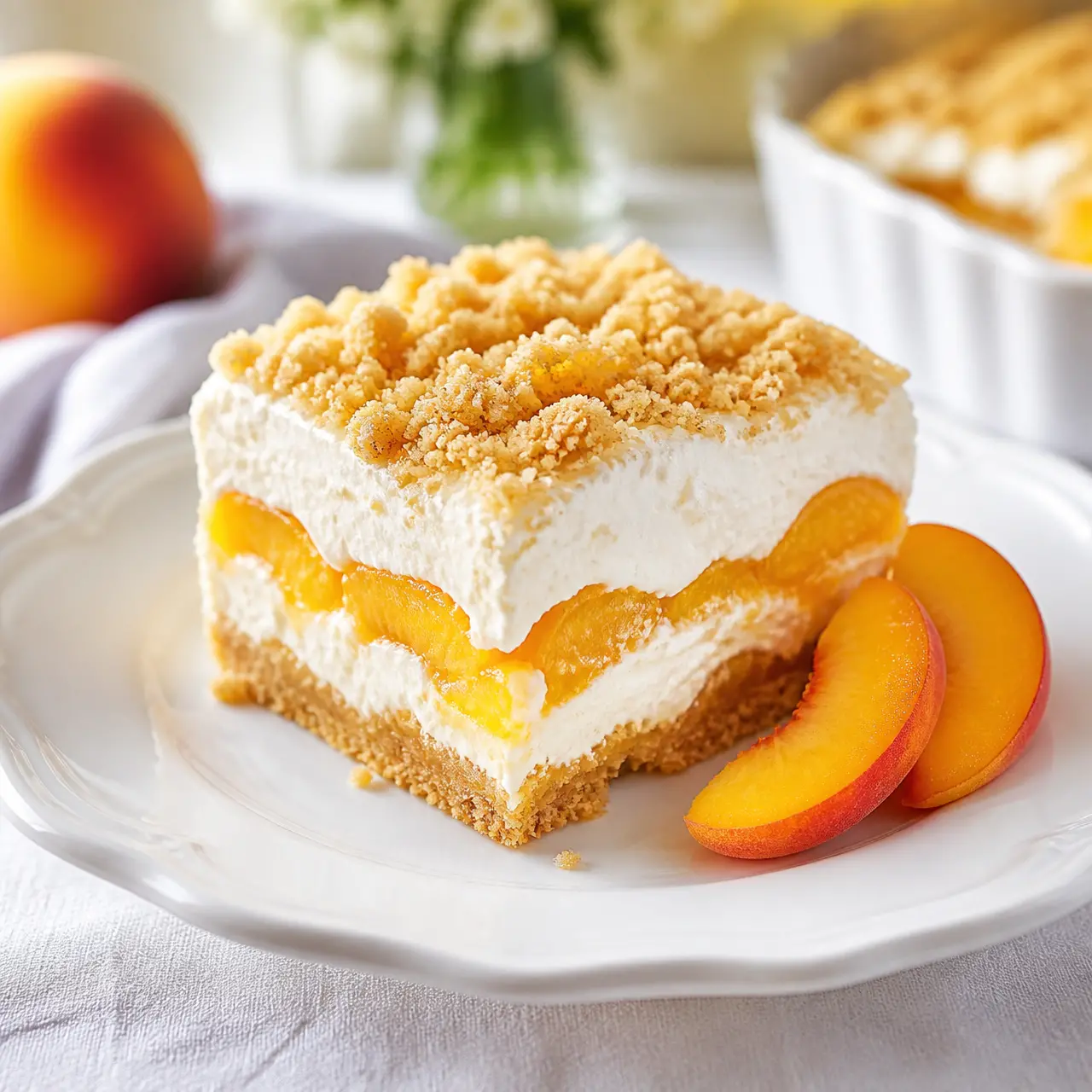 creamy cold peach dessert - final presentation
