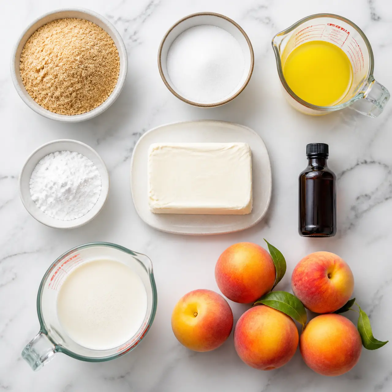 creamy cold peach dessert - main ingredients