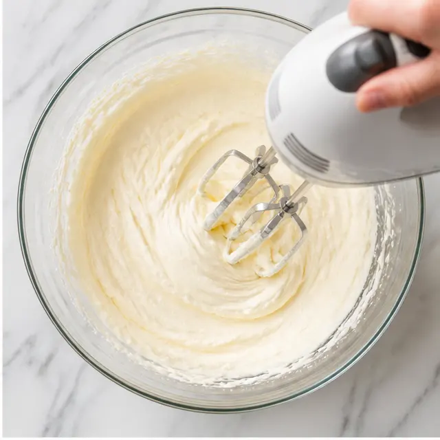 Step 2: Beat cream cheese with powdered sugar