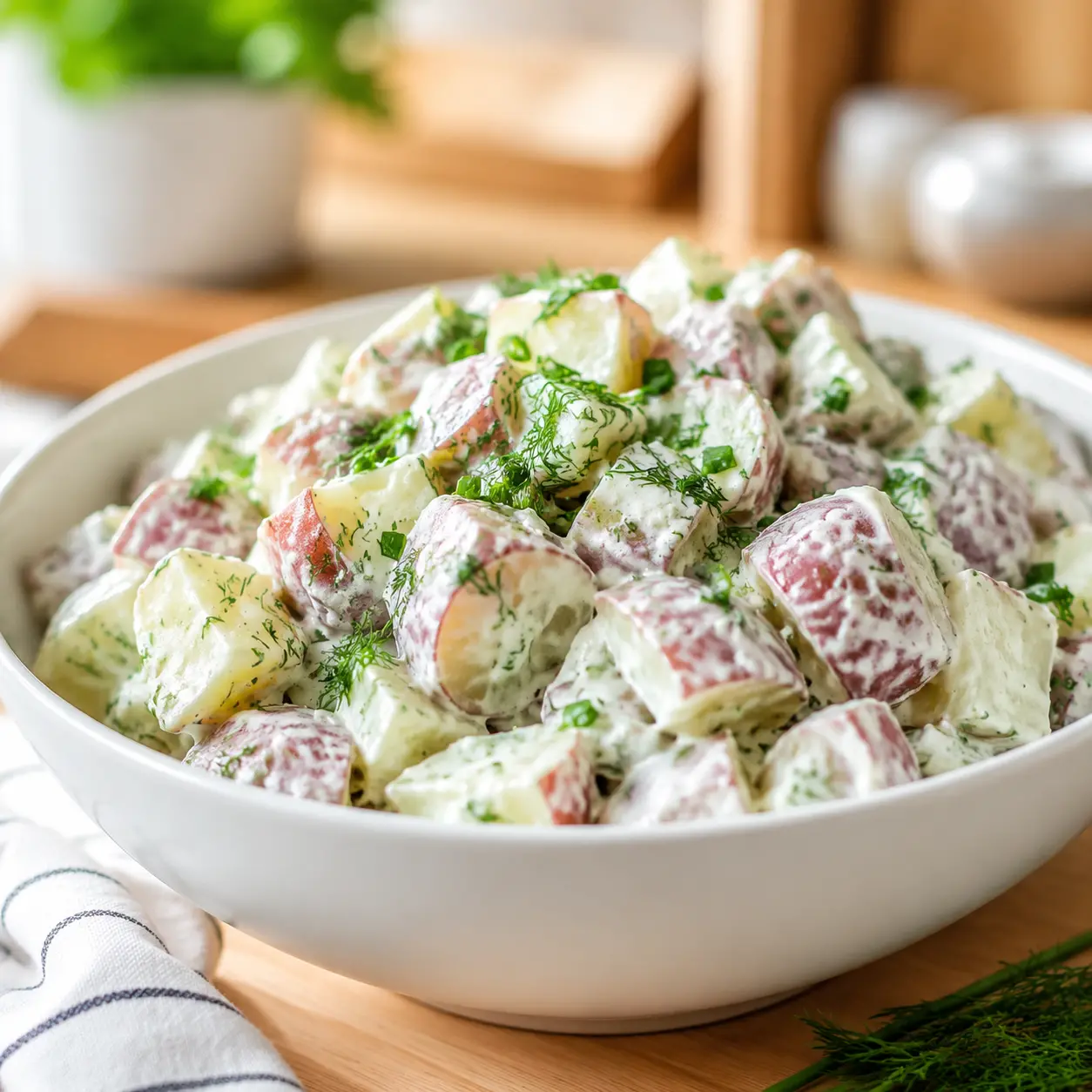 creamy red potato salad - final presentation