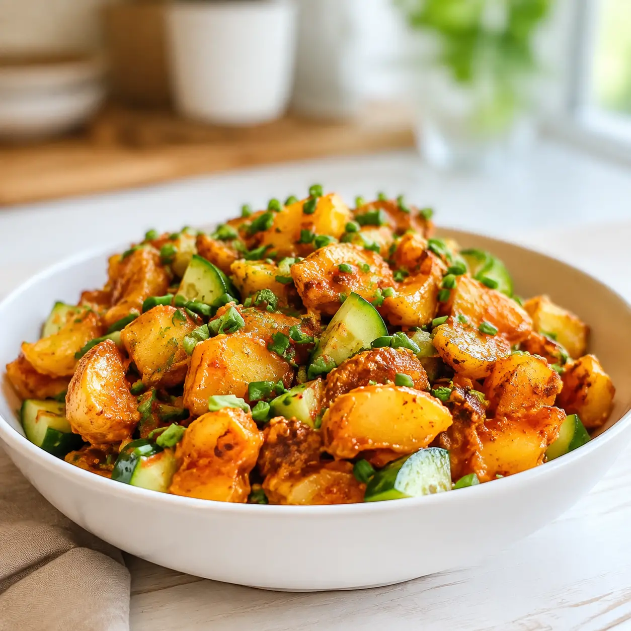 crispy gochujang potato salad - final presentation