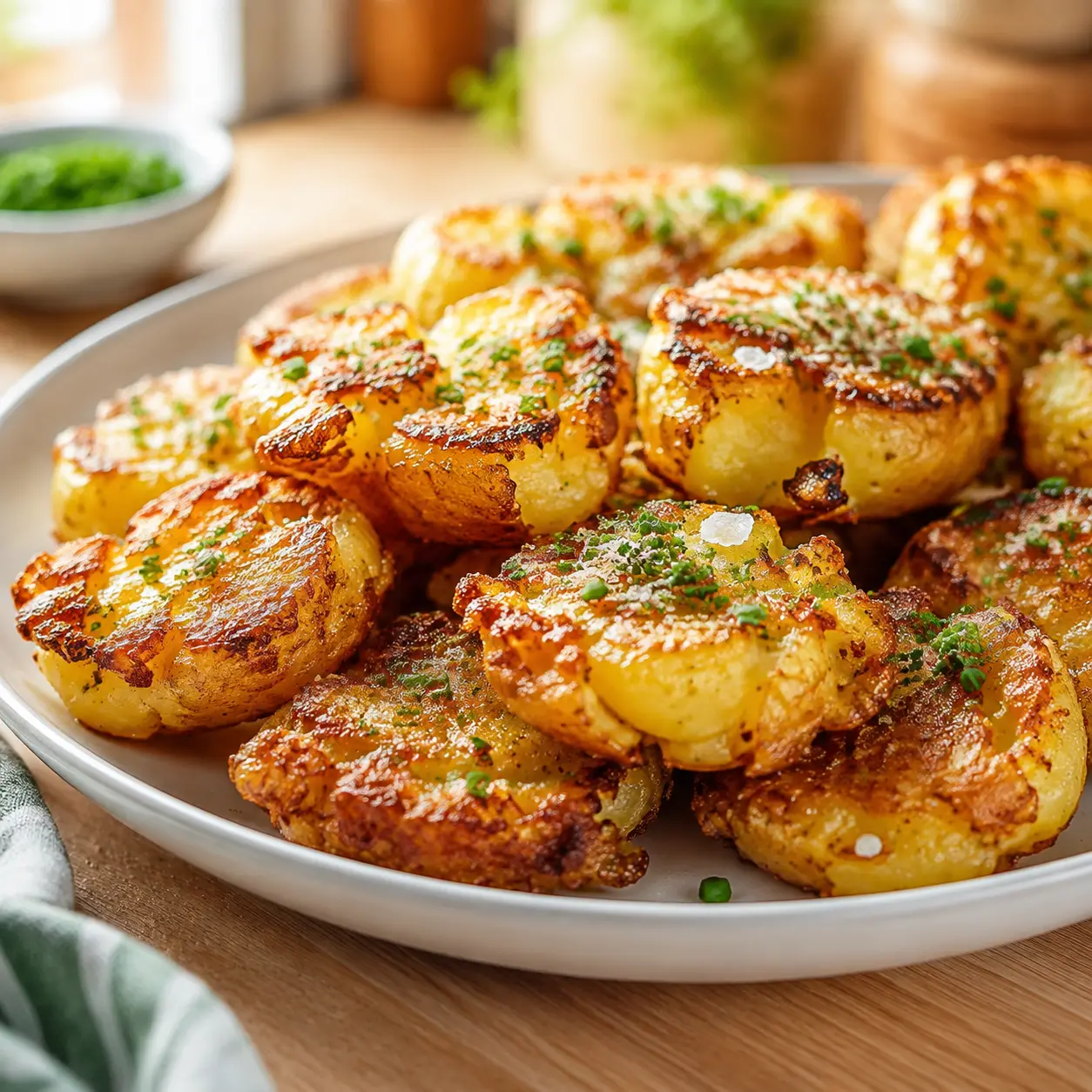 crispy smashed potatoes - final presentation
