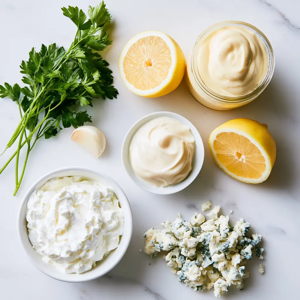 easy blue cheese dressing - main ingredients