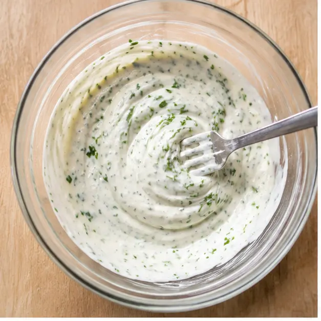 Step 1: Stir together the creamy base with sour cream and mayonnaise