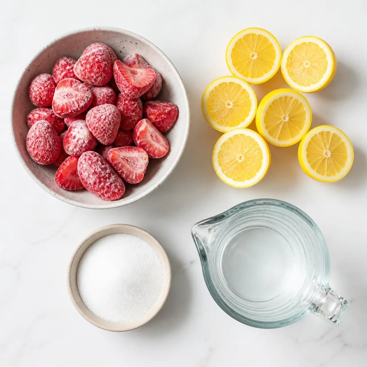 frozen strawberry lemonade - main ingredients