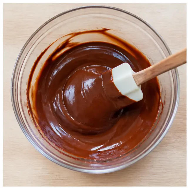 Step 1: Melting semi-sweet chocolate chips until completely smooth and glossy