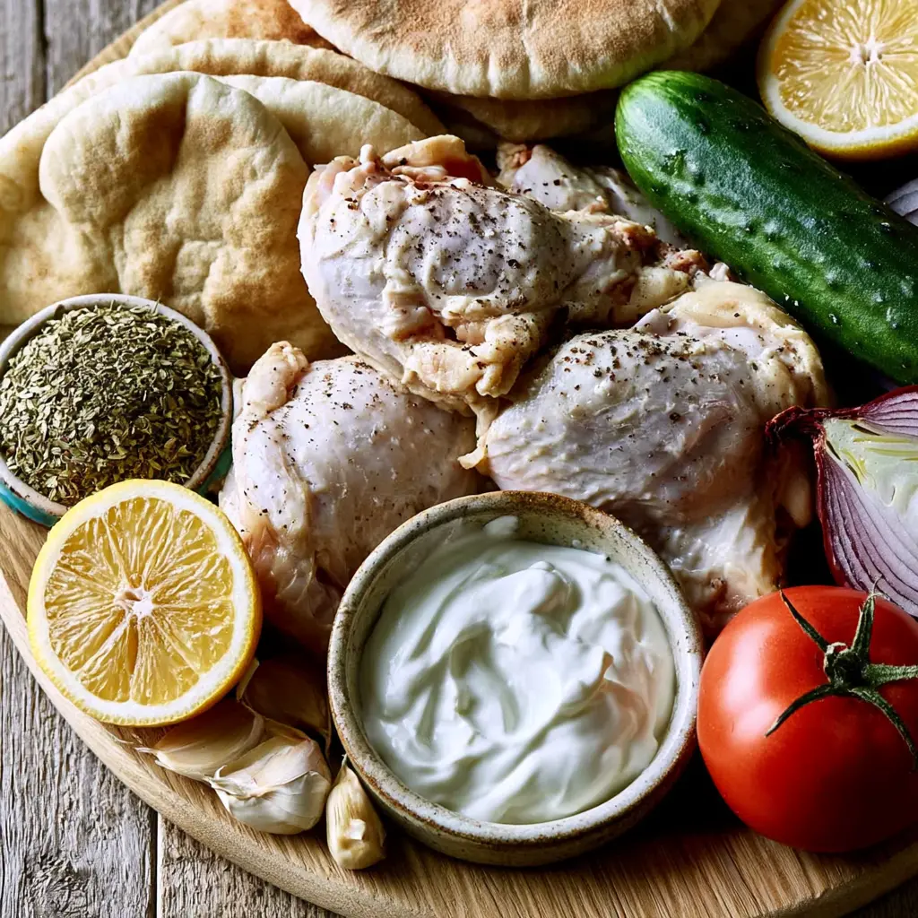 greek chicken gyros - main ingredients