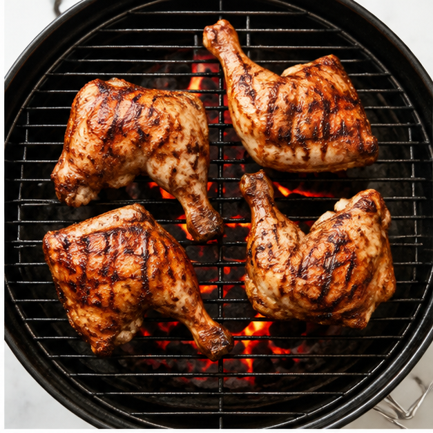 Step 2: Grilling chicken quarters on indirect heat