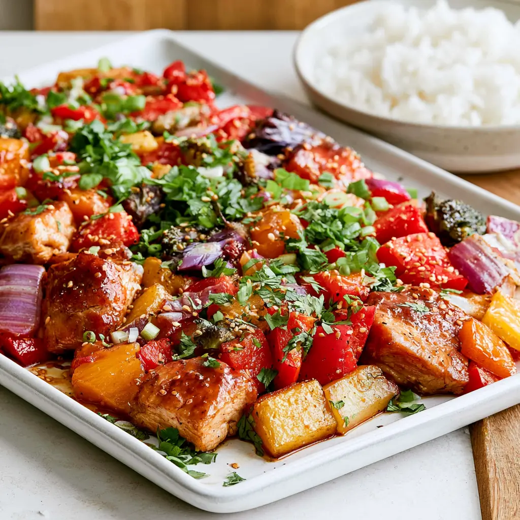 hawaiian chicken sheet pan - final presentation