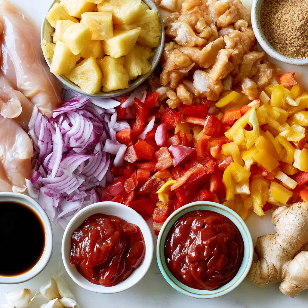 hawaiian chicken sheet pan - main ingredients