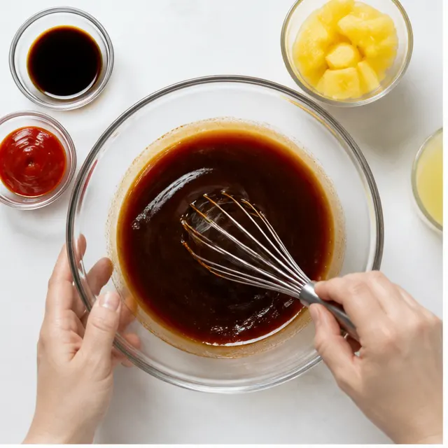 Step 1: Whisk together the sweet and savory sauce