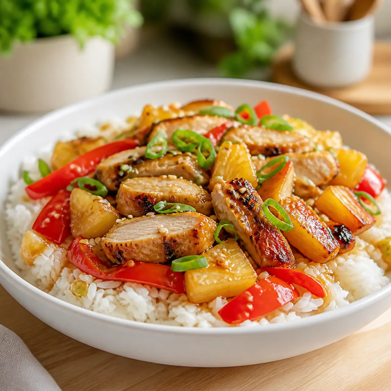 hawaiian chicken with coconut rice - final presentation
