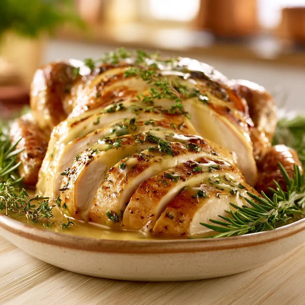 herb butter roasted turkey breast - final presentation