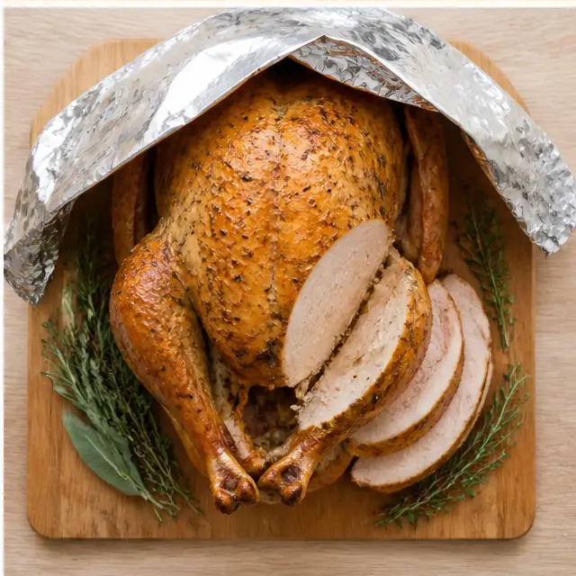 Step 4: Resting under foil before carving