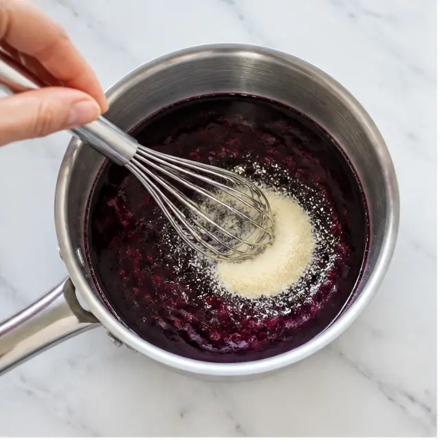 Step 1: Whisk gelatin into warm syrup