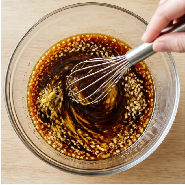 Step 2: Whisk the honey garlic glaze until smooth