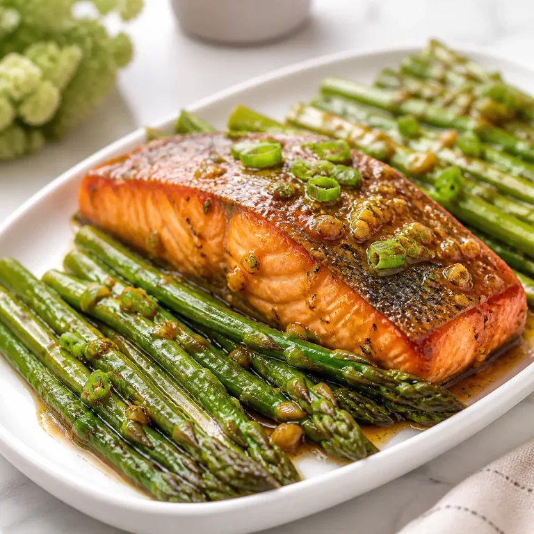 honey garlic salmon with asparagus 330989921