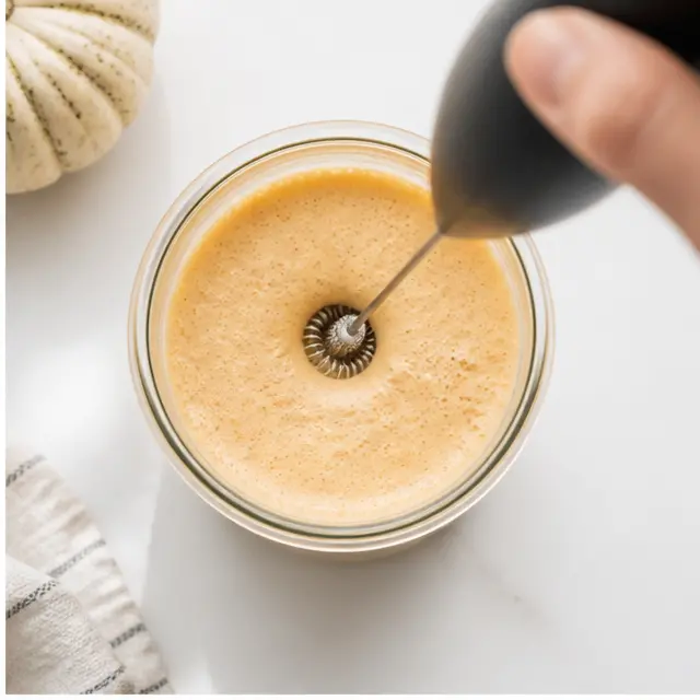 Step 2: Froth the pumpkin cream until velvety and smooth