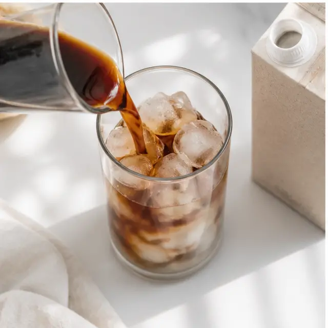 Step 3: Pour chai concentrate and oat milk over ice