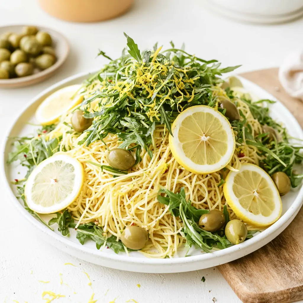 lemon capellini salad - final presentation