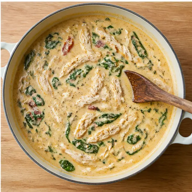 Step 4: Stir in the cream, Boursin, and Parmesan to finish