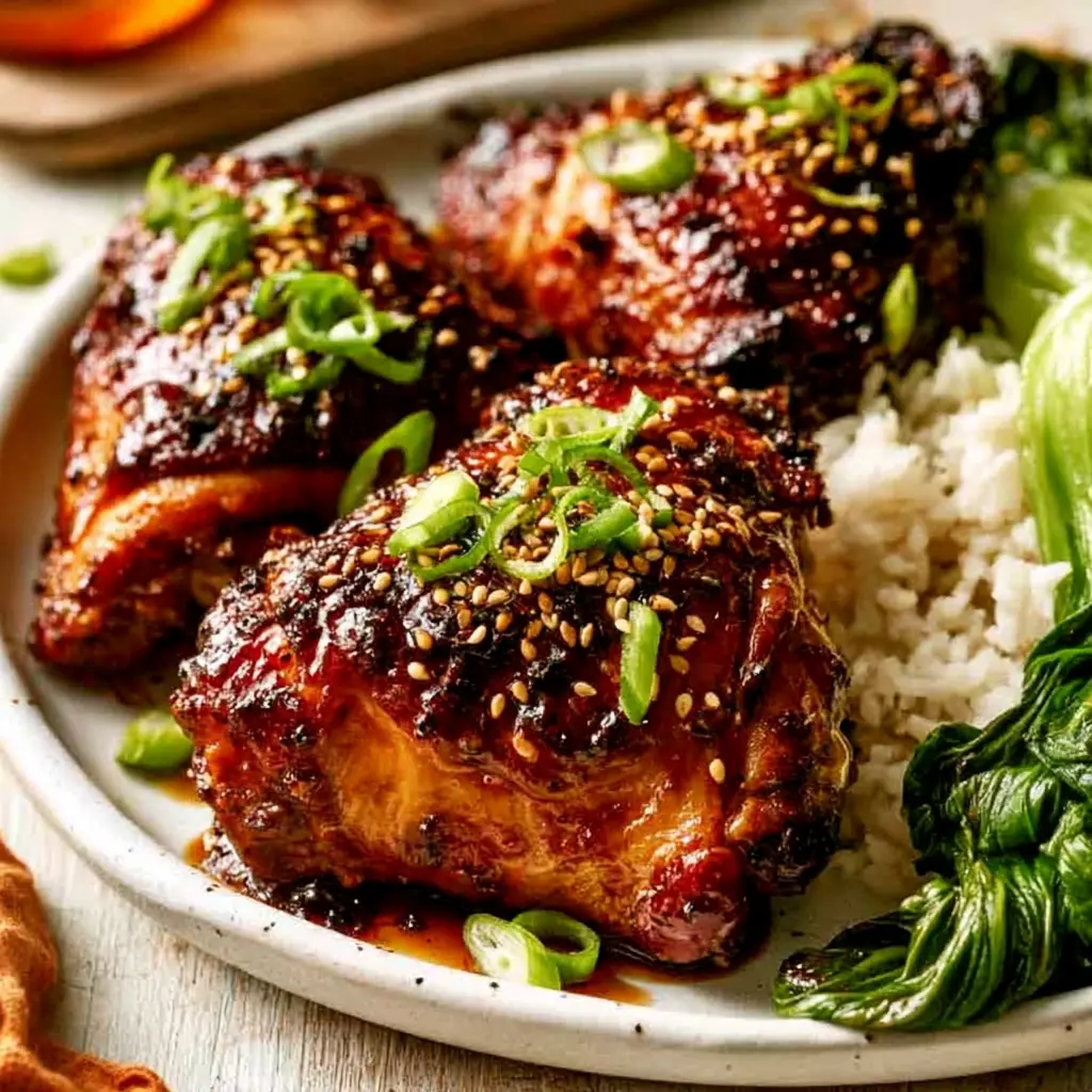 miso chicken thighs - final presentation