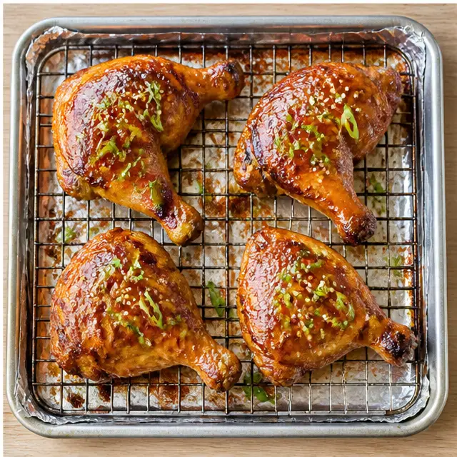Step 4: Finished chicken with caramelized glaze and fresh garnish