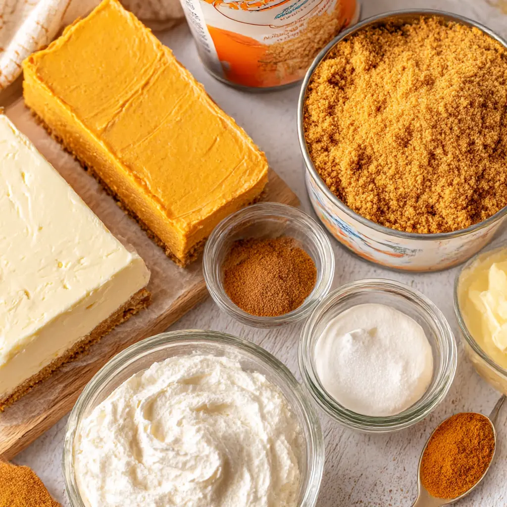 nobake pumpkin cheesecake bars - main ingredients