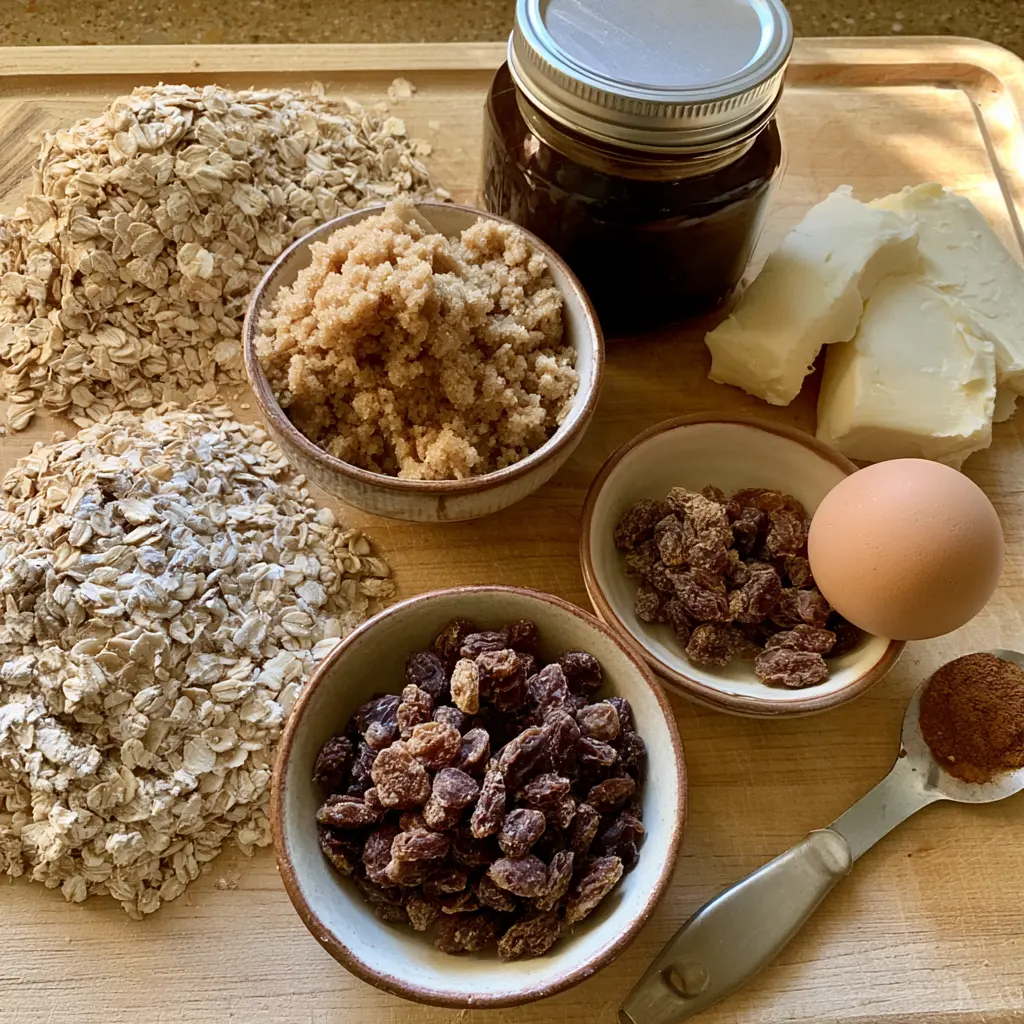 oatmeal raisin bars - main ingredients