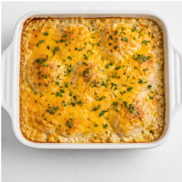 Step 4: Top with cheddar and bake uncovered until golden and bubbly