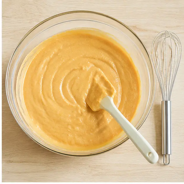 Step 2: Whisking the smooth pumpkin and cream cheese filling until silky