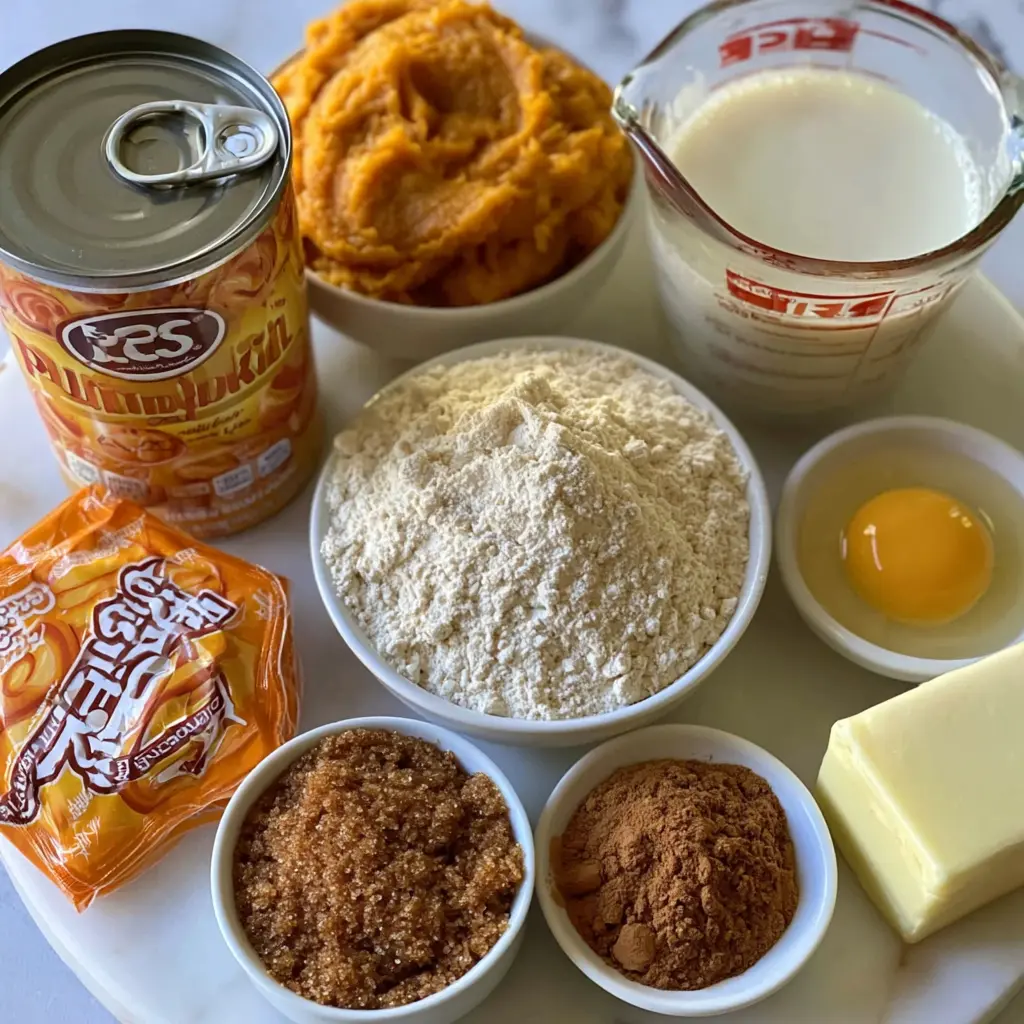 pumpkin cinnamon rolls - main ingredients