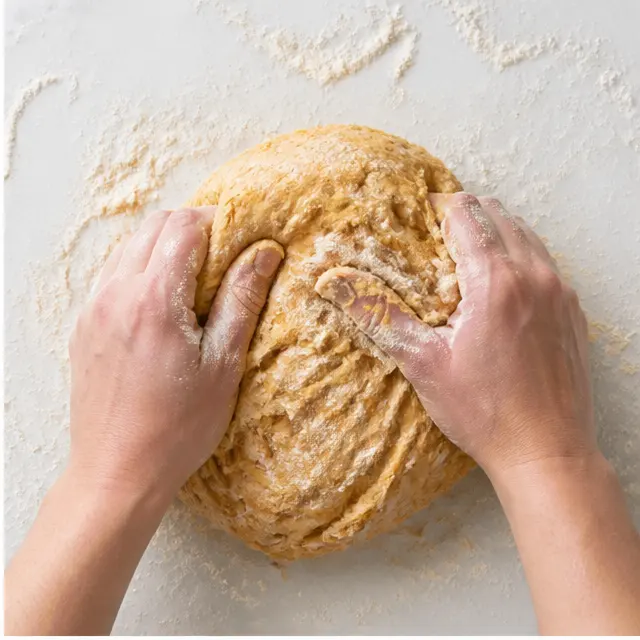 Step 2: Kneading the dough until smooth and elastic