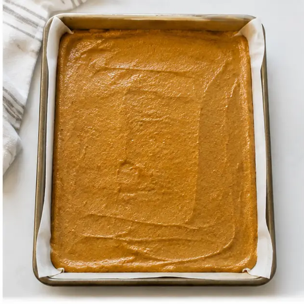 Spread the batter in the jelly roll pan