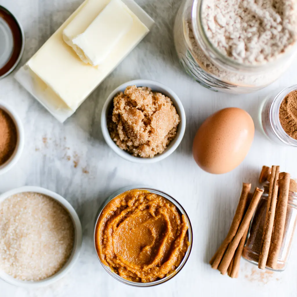 pumpkin spice snickerdoodle blondies - main ingredients
