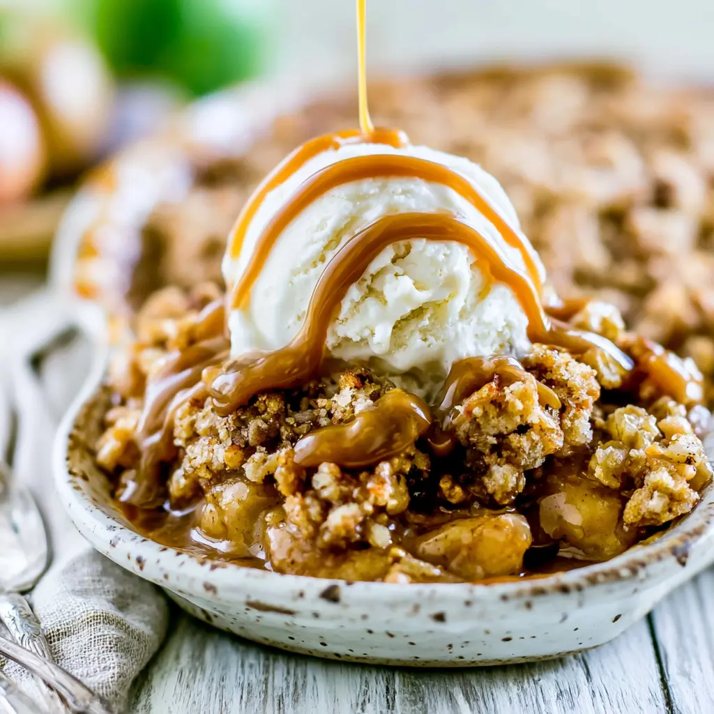 salted caramel apple crisp - final presentation