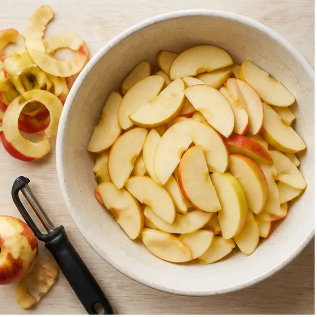 Slice the apples thinly and evenly